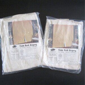 Vintage Bob Weeks Foam Back Drapery Panels Beige 70s Office Style 2 Curtain Lot
